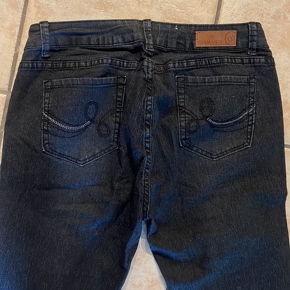 Diamante Grey Distressed Colombia Stretch Skinny Jeans in Junior’s size 15 - Picture 6 of 10